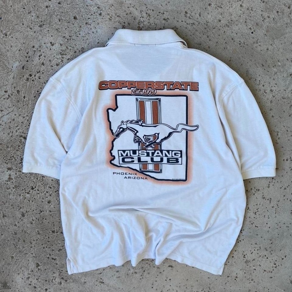 Vintage 90s Mustang Club Copperstate Phoenix Arizona Polo Shirt Size XXL